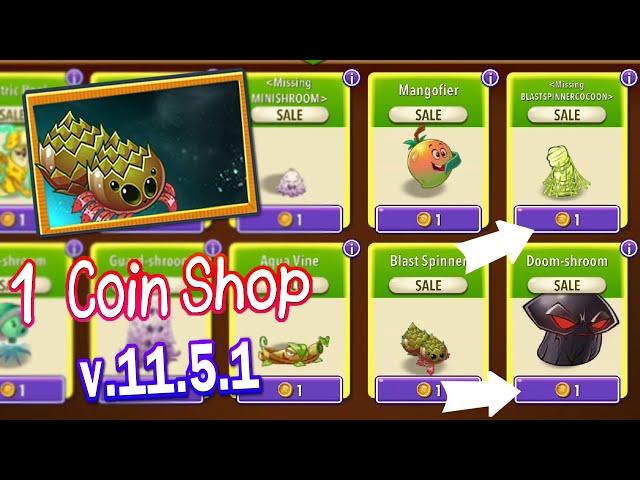 1 Coin Shop in Plants vs Zombies 2 v.11.5.1 - New Plants Doomshroom