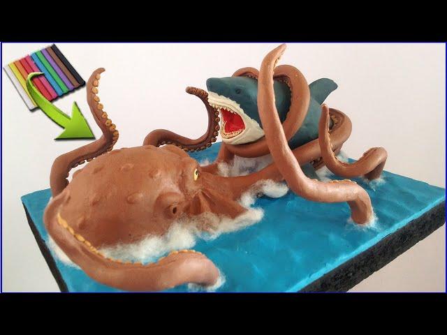 MEGALODON VS KRAKEN WITH CLAY/PLASTILINA. MEG 2: THE TRENCH