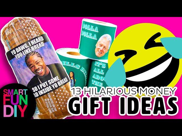 Gift Pranks!  13 HILARIOUS ways to give  GIFT CARDS + cash gifts + money  [Free Printables]