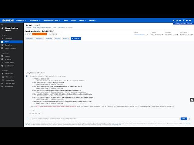 Sophos AI Assistant: Verify Observable Reputation