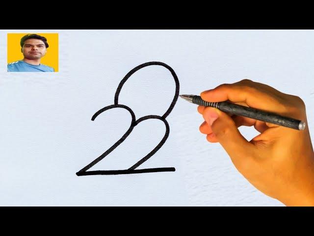 How to draw parrot from 22 number//Parrot drawing for kids//Number drawing//Parrot ki drawing