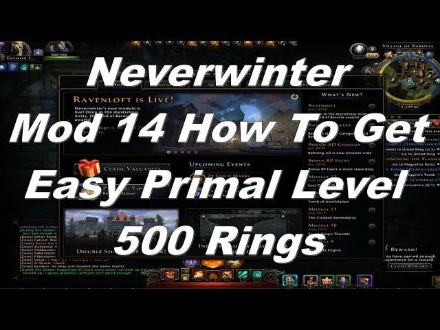 Neverwinter Mod 14 How To Get Level 500 Primal Rings Easy