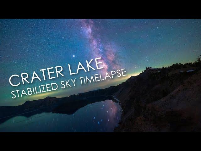 Crater Lake - Stabilized Sky Timelapse - Visualization of Earth's Rotation - 4K