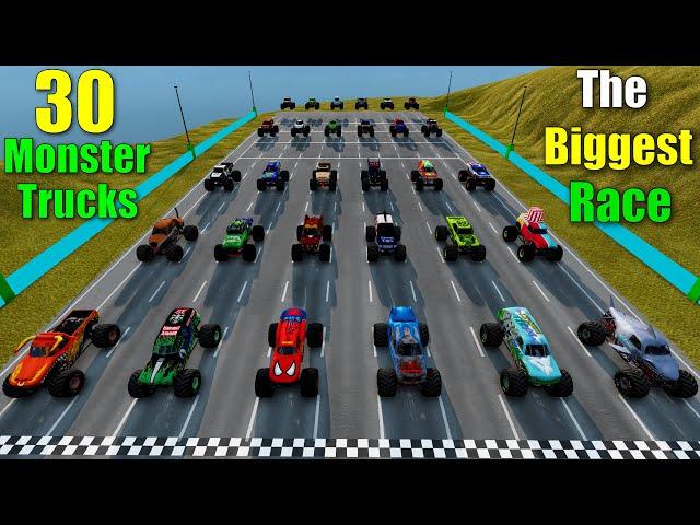 30 Monster Jam Insane Racing | BeamNG Drive | Grave Digger