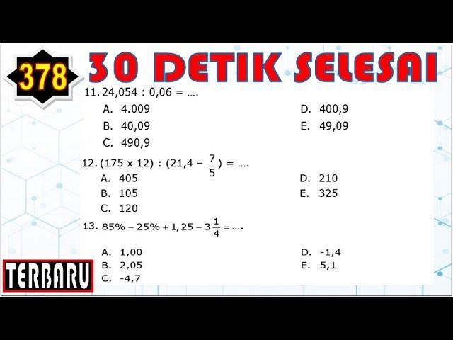 CARA CEPAT SELESAIKAN TES SKD TIU CPNS KURANG DARI 30 DETIK  I  KLUB MATEMATIKA