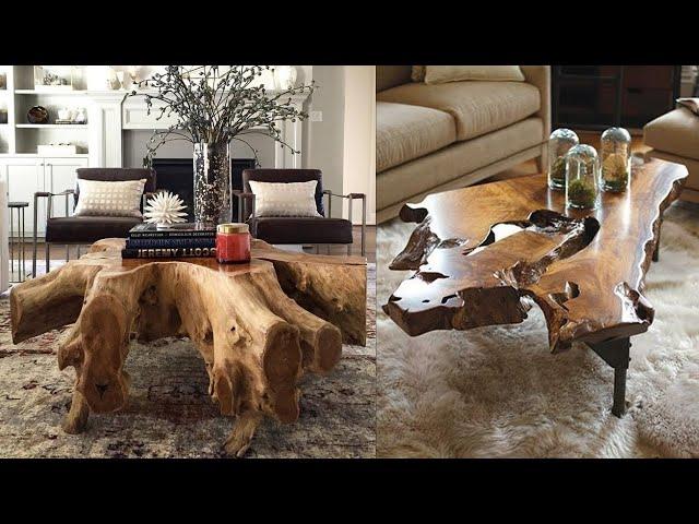 Wood Stump Coffee Table. Stump Side Table Models. Tree Root Table Design Ideas.