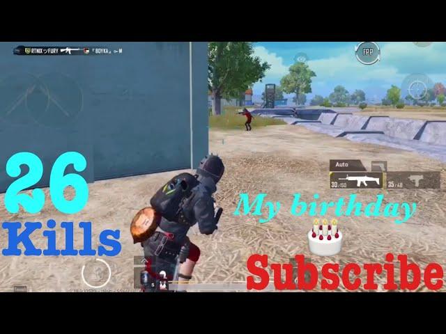 PUBG Mobile 26 kills rush gameplay Rahmat gaming my birthday  