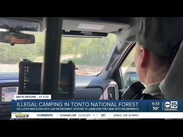 Tonto National Forest officers give ABC15 ride-along through illegal encampments