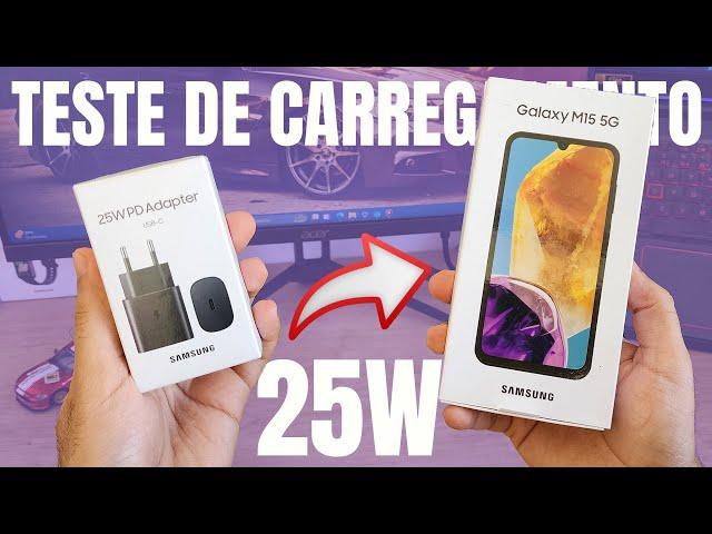 TESTE DE CARREGAMENTO: Galaxy M15 5G 6000mah + CARREGADOR TURBO 25W