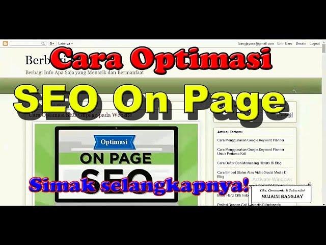 Cara Optimasi  SEO On Page pada Website - Tutorial SEO On Page - SEO Website