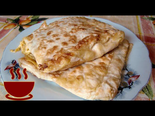 Lavash with cheese and green onions in a pan - simple and incredibly tasty