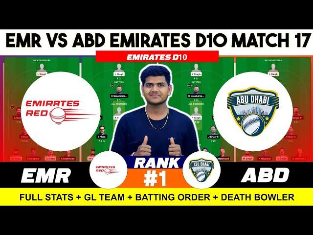 ABD vs EMR , ABD vs EMR Prediction, ABD vs EMR Emirates D10 17TH Match Team