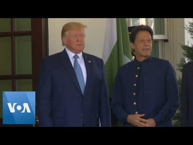 US President Donald Trump Greets Pakistan's Prime Minister Imran Khan at the White House