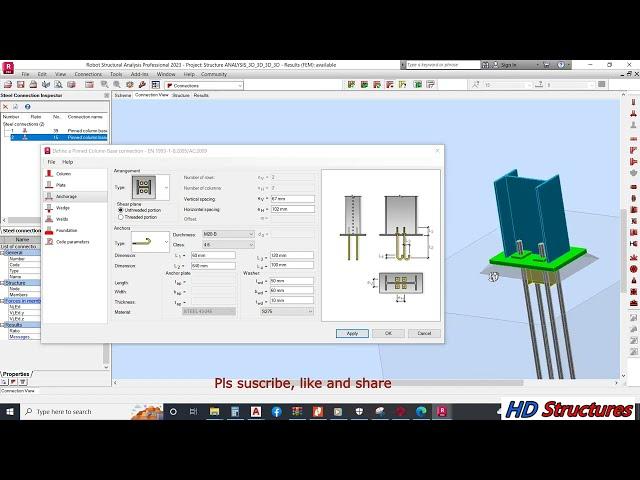 Autodesk Robot 2023; Base connection Design Tutorial