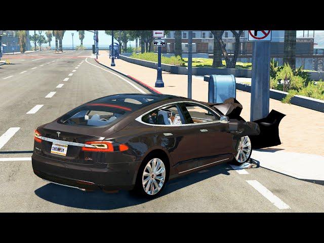 Tesla Car Crashes & Tesla Autopilot Saves - BeamNG.Drive