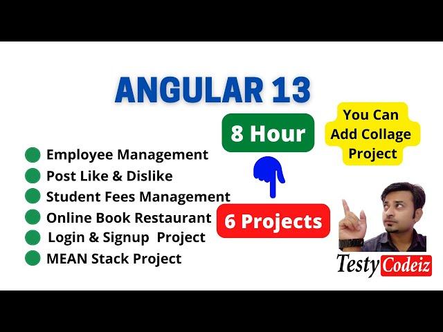 Angular Complete Project Practice in one video, Angular project with testycodeiz