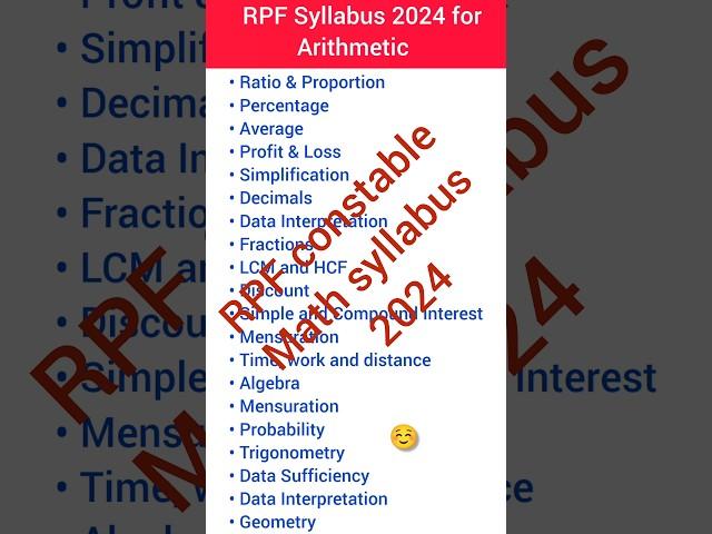 Railway RPF Constable Syllabus 2024 || RPF CONSTABLE SYLLABUS || RPF SYLLABUS 2024 #viral #shorts