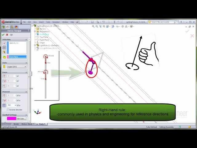 SolidWorks Simulation - Beam Torque and Right-Hand Rule