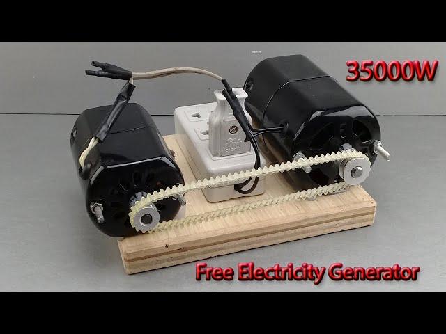 I Make 220V 35000W Free Generator With Two Sewing Machine Motor