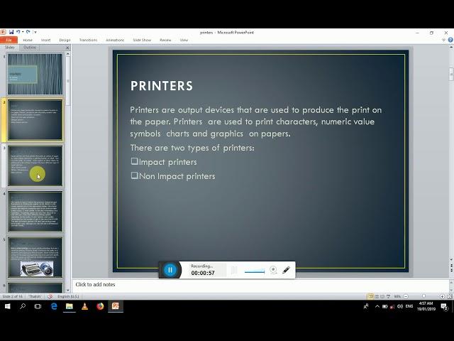 Intorduction to printers, Impact and non Impact printers