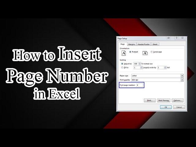 How to Insert Page Number in Excel Sheet