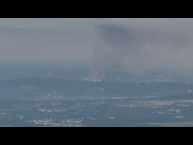 warehouse fire in york county PA recorded on dji air 3