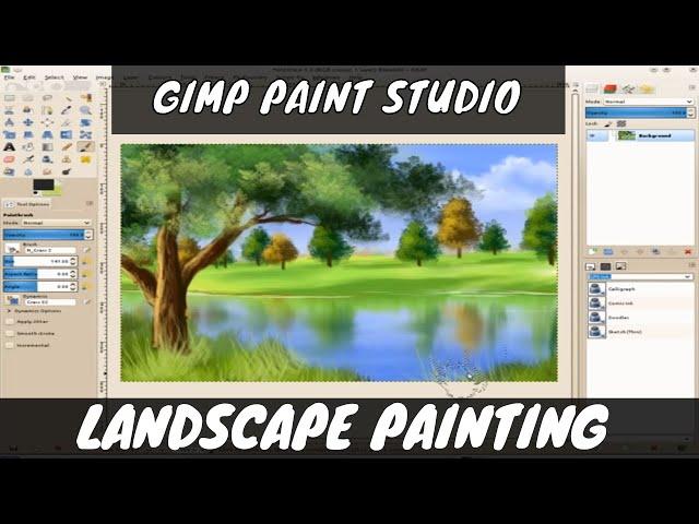 Landscape painting using GIMP Paint Studio