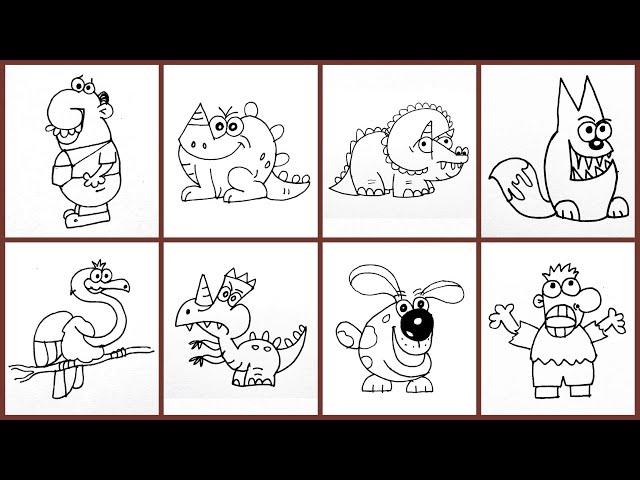 How To Draw Cute Animals Using Letters- How To Turn Letters Into a Cute Animal Drawing -01