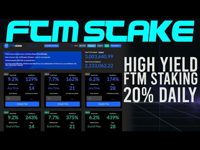 FTM STAKE *JUST LAUNCHED* High Yield !  FTM Staking! Earn 20% Daily!