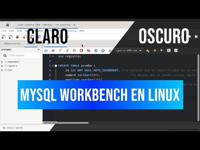 Cambiar el tema claro de la interfaz de MySQL Workbench en Linux