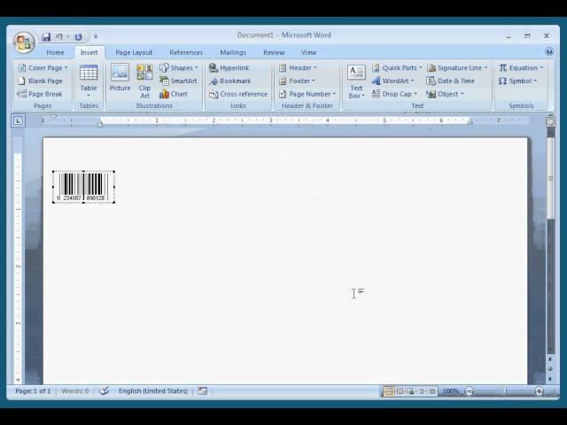 Create Barcode in Word 2007