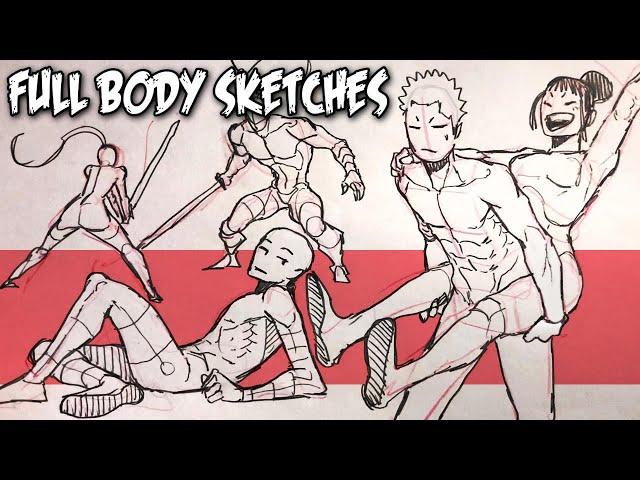 Drawing Full Body Poses from Imagination - ASMR Sketching