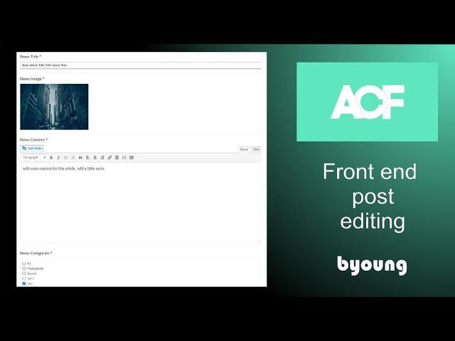 Edit WordPress posts on the front end with a front end form