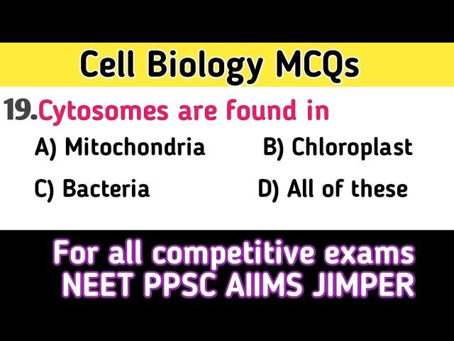 Cell Biology MCQ - Cell MCQ questions - NEET Biology