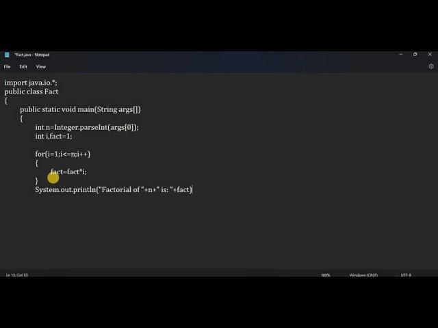 JAVA | Program to find factorial of N numbers reading N as command line argument.