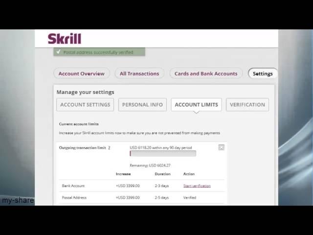 Verify and increase skrill account limit