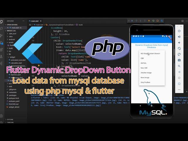 Flutter dynamic drop down button. dynamically load data from mysql database using php.