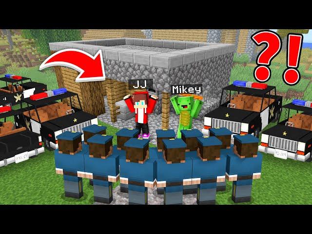 Why the POLICE SURROUNDED Mikey and JJ HOUSE in Minecraft! - Maizen