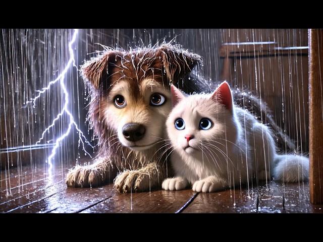 Against the Storm Dog Saves Cat from Danger – Will They Endure ️dog ai, ai stories,ai dog story,