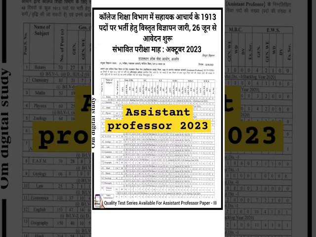 RPSC Assistant Professor New Vacancy 2023  #rpsc #assistantprofessor #newvacancy