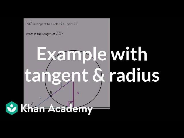 Example with tangent and radius | Circles | Geometry | Khan Academy