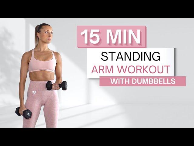 15 min STANDING ARM WORKOUT | With Dumbbells | Shoulders, Biceps and Triceps