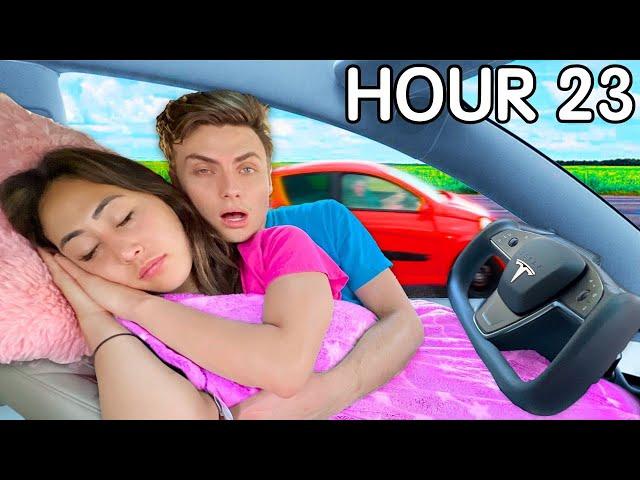 WE Survived 24 hours in my Tesla!!