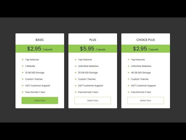 Create a Responsive Pricing Table in HTML and CSS