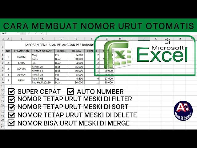 HOW TO MAKE SEQUENCE NUMBER AUTOMATIC IN EXCEL EVEN IN FILTER | IN SORT | IN MERGE | AUTO NUMBER