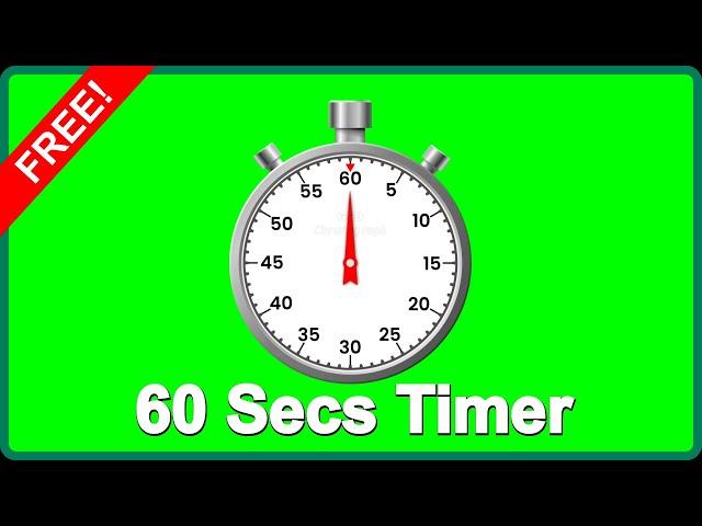  1 MINUTE Green Screen TIMER 1080p (Full HD) A 60 Seconds STOPWATCH with Sound NO Copyright FREE!!!