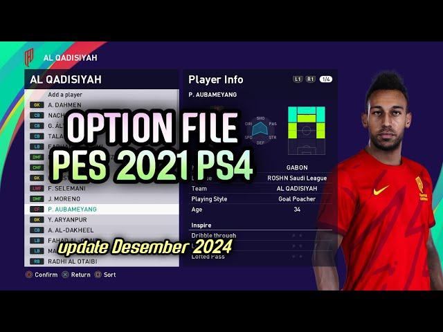 PES 2021 - OPTION FILE PES 2021 PS4 SUMMER SEASON UPDATE DESEMBER 2024