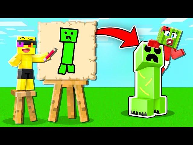 Minecraft But ANYTHING I DRAW Comes To Life!