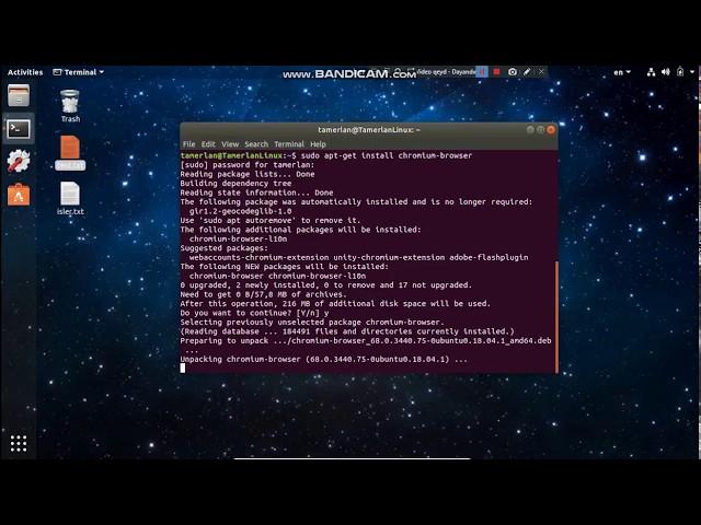 Linux (Ubuntu) terminal install and uninstall Chromium Web Browser.By Tamerlan Mustafayev