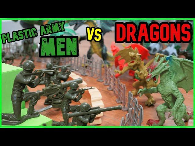 Plastic Army Men VS Dragons BASE Defense Pretend Play